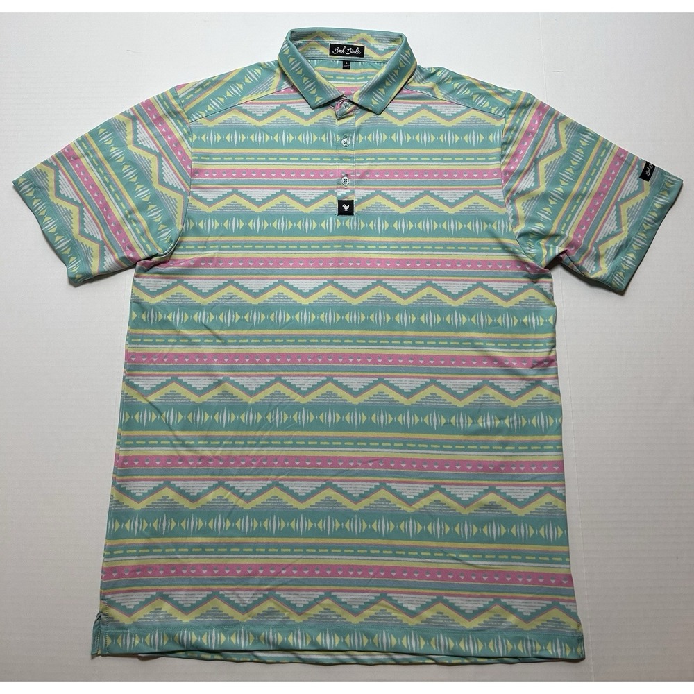 Bad Birdie Salty Savage Performance Polo Shirt Mens Size Large Golf Stretch EUC